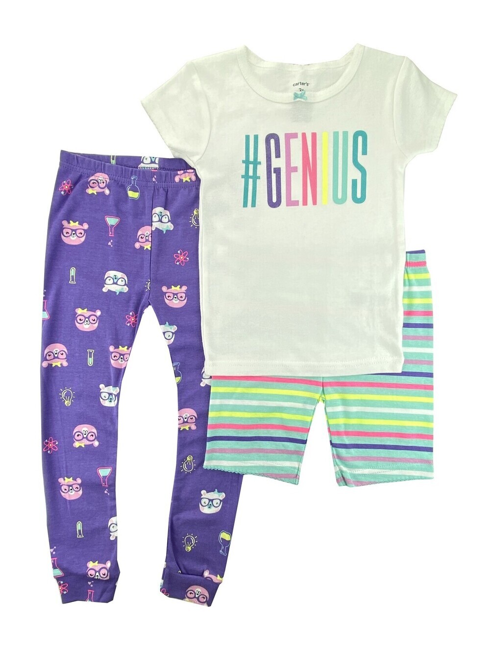Carter's Girls Or Boys 3 Piece Cotton Pajama Set Size 3T